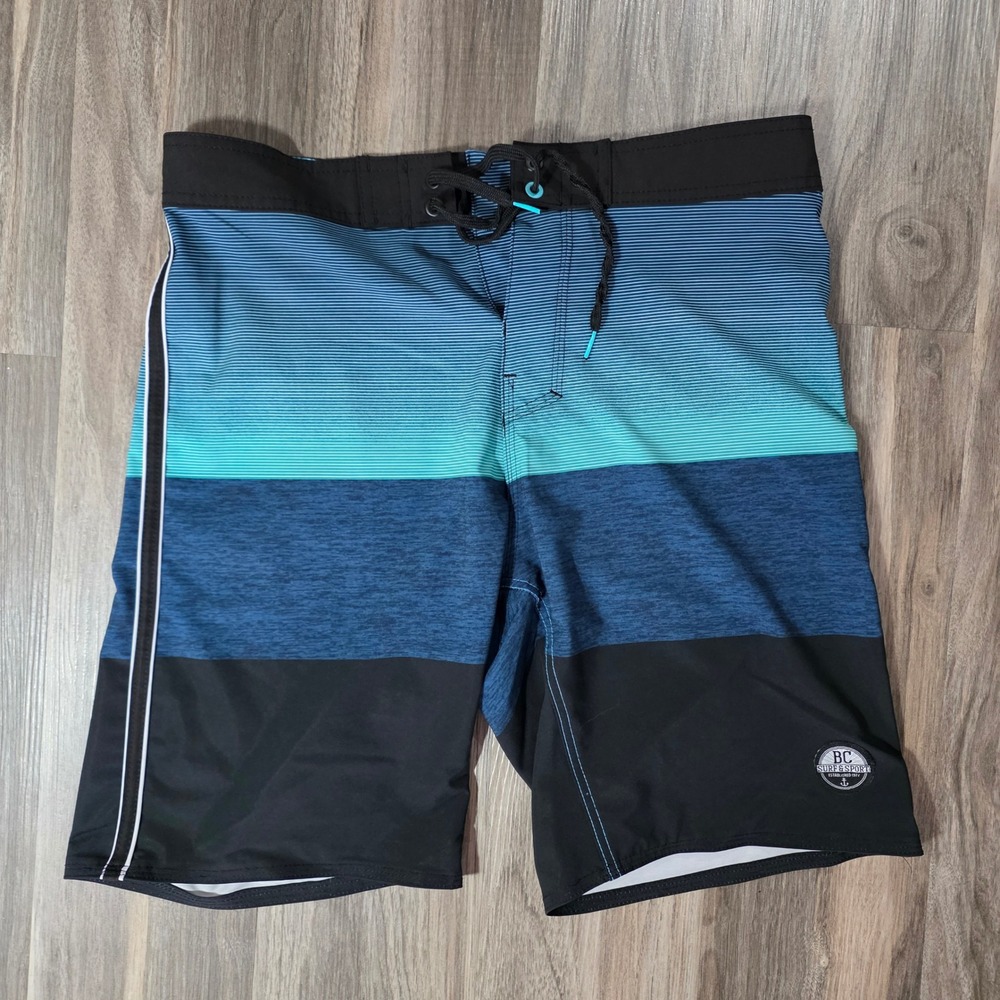 BC Surfsport Mens Blue Colorblock Board Shorts Swim Trunks Size 34